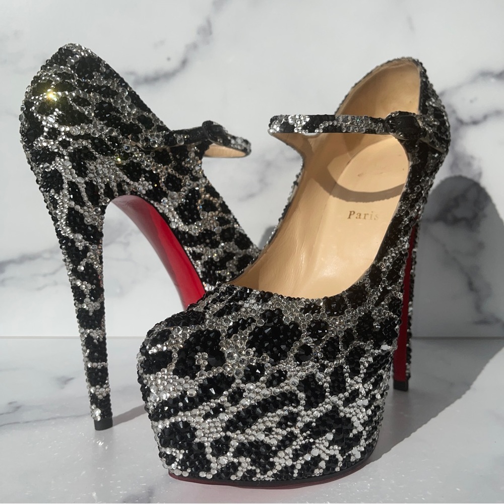 Christian Louboutin Lady Daf Leopardino Leopard Strass Heels Size US6.5 / EU36.5
